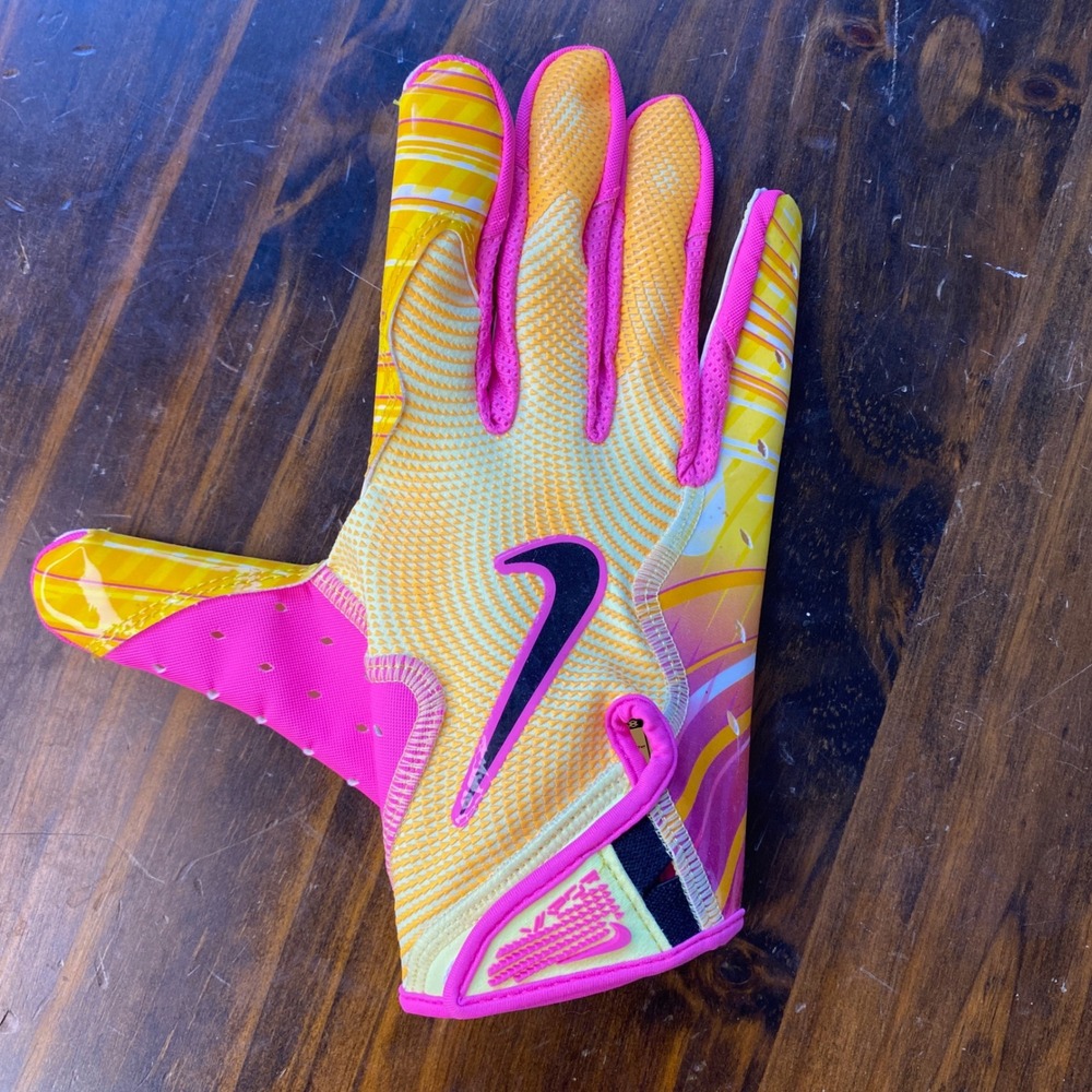 Nike Vapor Jet 8.0 Football Gloves Yellow Pink Mens Large N1011364815 NEW - Picture 7 of 15